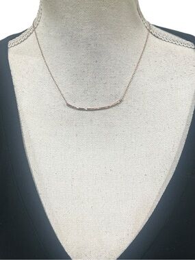 Gorjana Gold tone Slim 2.25 inch textured Bar delicate Necklace marked 7 inch